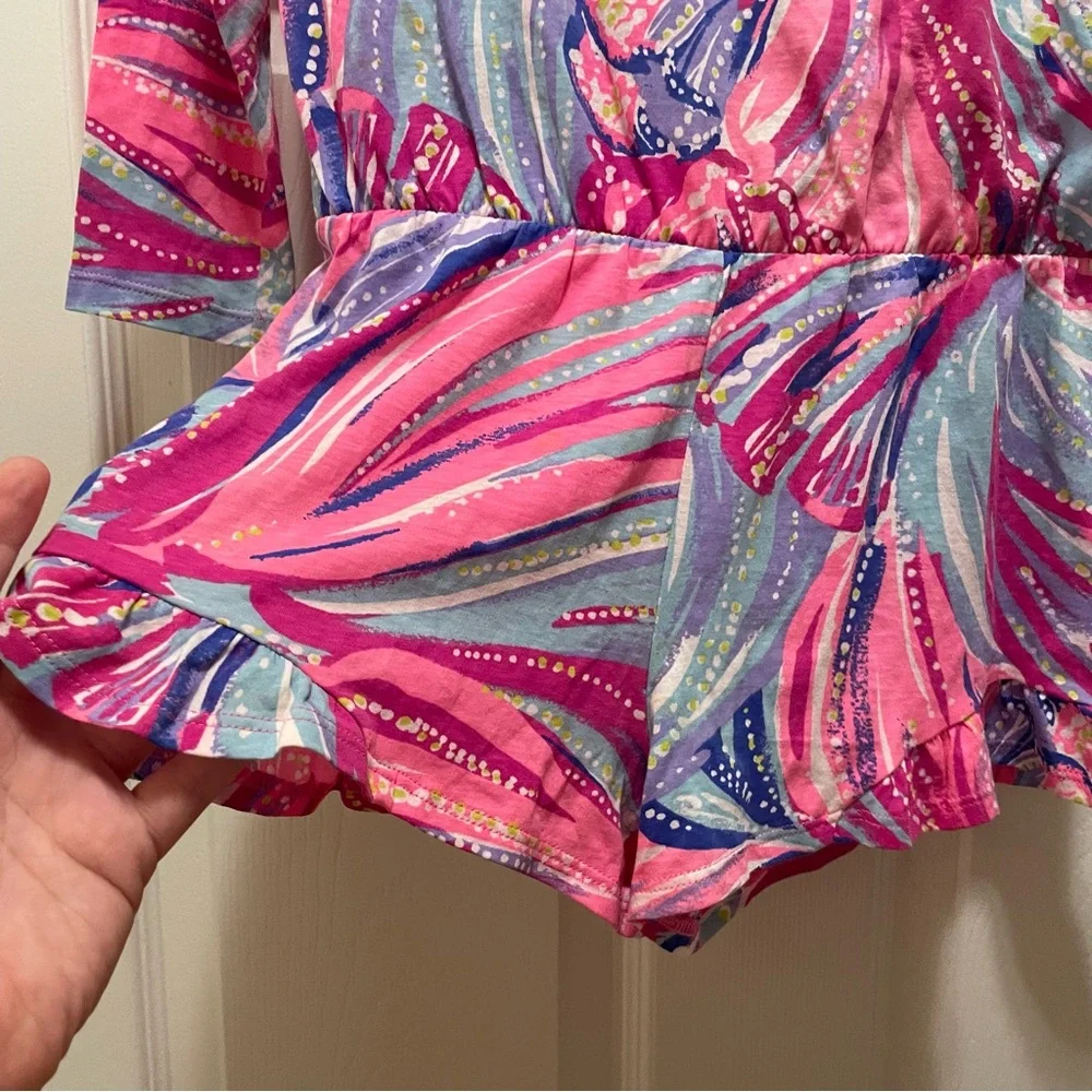 Lilly Pulitzer Girls Pink and Purple Long Sleeve Romper Size L (8/10)